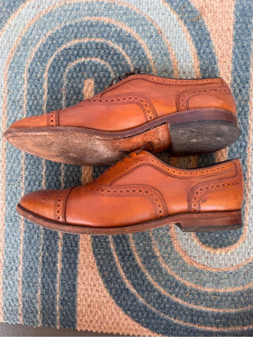 Allen Edmonds Men's Shoes Strand Brown Leather Brogue Oxford Dress size 9.5